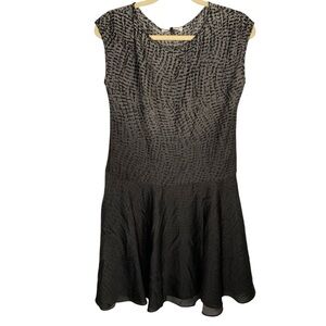 NWT Halston Heritage Black/Grey Ombre Silky Shirt Sleeve Feminine Dress